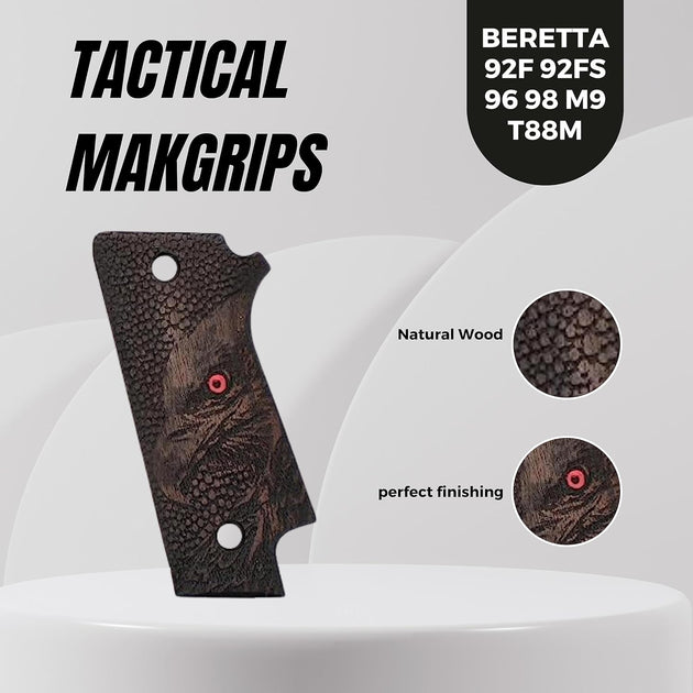 Manopole ZIB Per Beretta 92-F - Legno Di Noce Artigianali, Precisione Laser Manopole ZIB Per Beretta 92-F - Legno Di Noce Artigianali, Precisione Laser