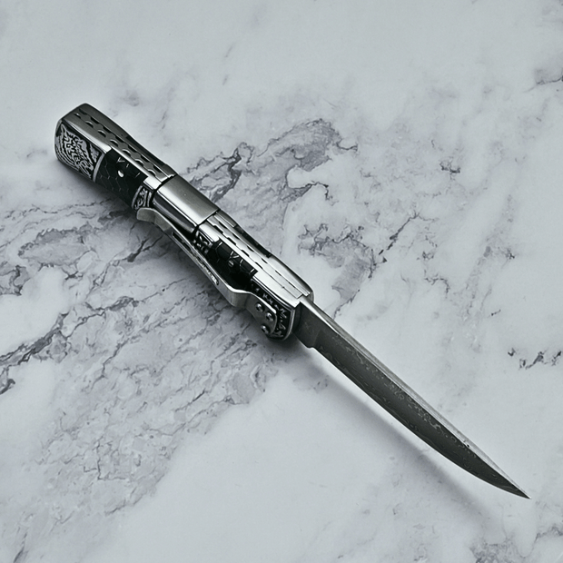 Wraith Damascus Pocket Knife with Honeycomb Resin Handle