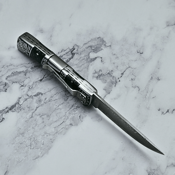 Wraith Damascus Pocket Knife with Honeycomb Resin Handle