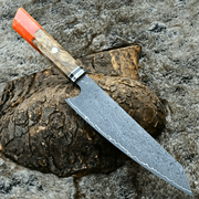 Aurora Japanese Chef Knife with Exotic Olive Burl Wood & Resin Composite Handle