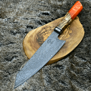 Aurora Japanese Chef Knife with Exotic Olive Burl Wood & Resin Composite Handle