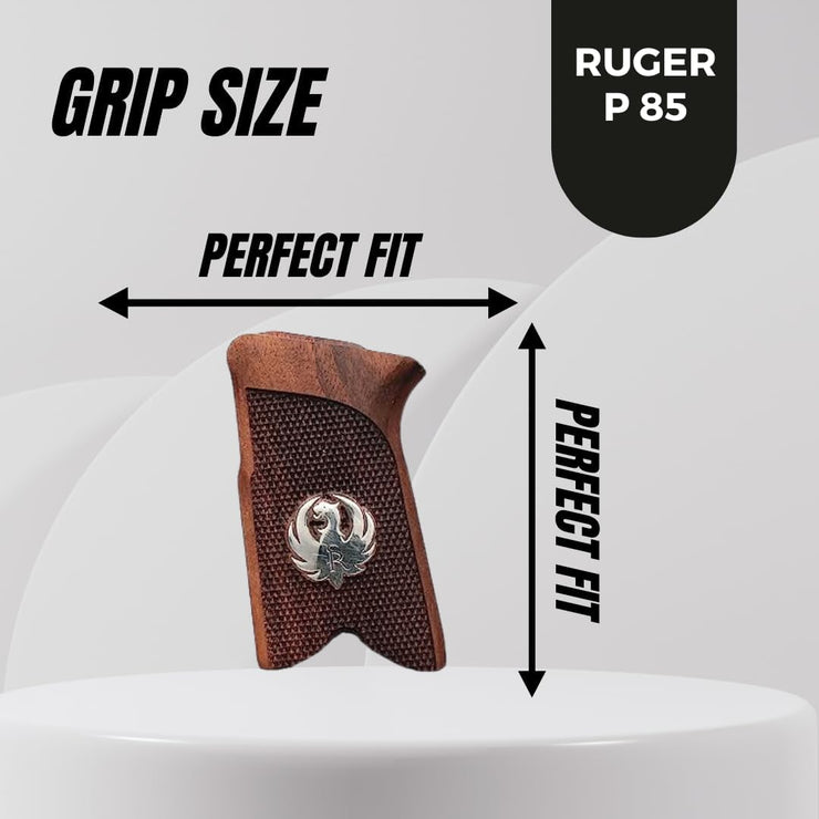 Ruger P85 Gun Grips, Wooden Gun Silver Metal Grips