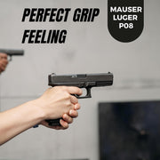 Mauser Luger P08 Gun Grips Wooden Gold Metal