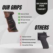 Sig P210 Wood Target Grips Textured Walnut Wood Gungrip Handcrafted