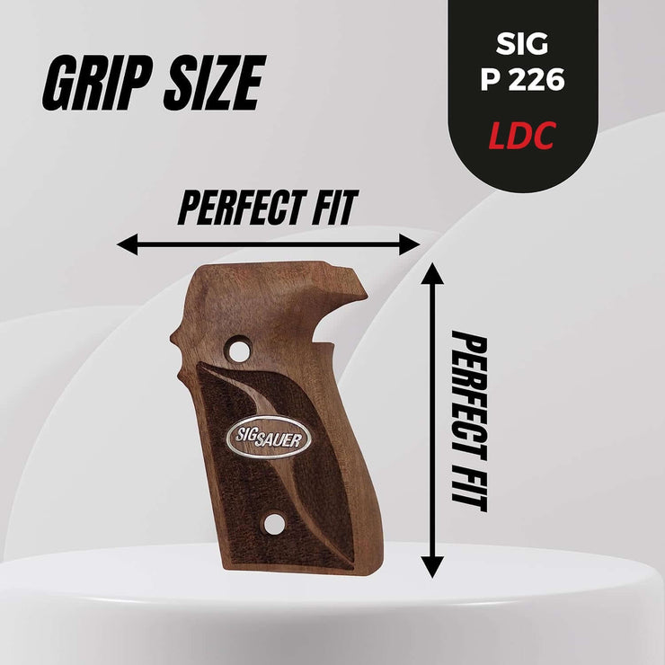 Sig Sauer P226 LDC II and LDC 2 Walnut Wood Grips Gold Metal Logo