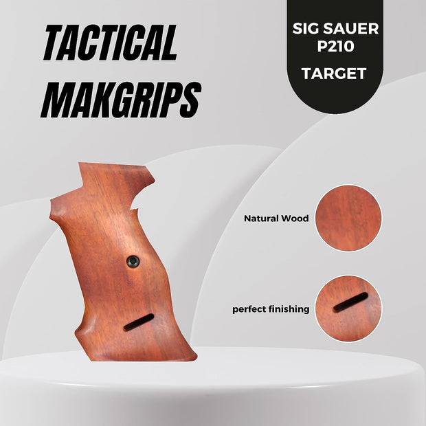 Sig P210 Wooden Target Grips, Enamel Cross Logo, Walnut Wood Gun Grips