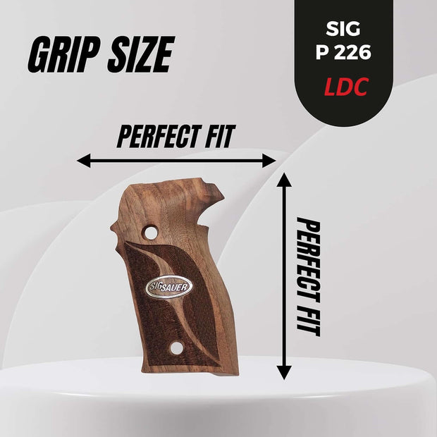 Sig Sauer P226 LDC II and LDC 2 Walnut Wood Grips Silver Metal Logo