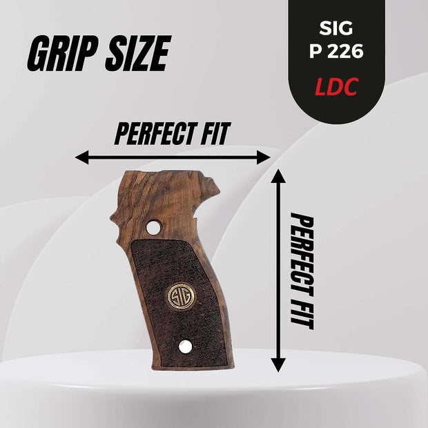 Sig Sauer P226 LDC II and LDC 2 Walnut Wood Grips Gold Metal Logo