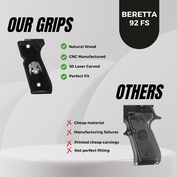 Beretta 92F 92 F 92FS 92 FS 92A1 92 A1 96 98 M9 M9A1 And Girsan Regard MC Silver Metal Grips