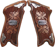 Mauser Luger P08 Gun Grips Wooden Gold Metal