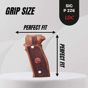 Sig Sauer P226 LDC II and LDC 2 Walnut Wood Grips Silver Metal Logo