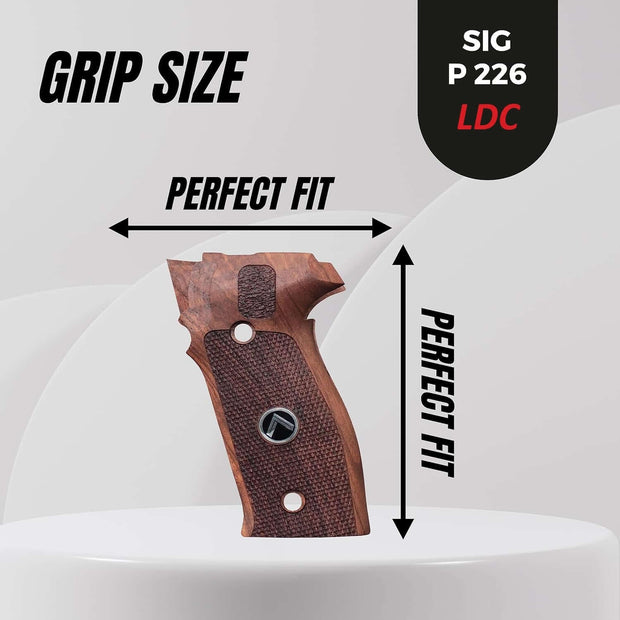 Sig Sauer P226 LDC II and LDC 2 Walnut Wood Grips Silver Metal Logo