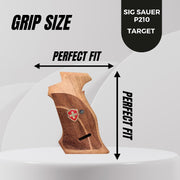 Sig P210 Wooden Target Grips, Textured Walnut Wood Gold Metal Gungrip