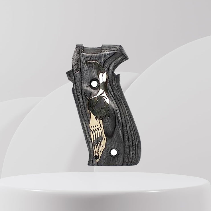 Sig Sauer P220 Top Safety Latch Yellow Logo Walnut Wood Gun Handle
