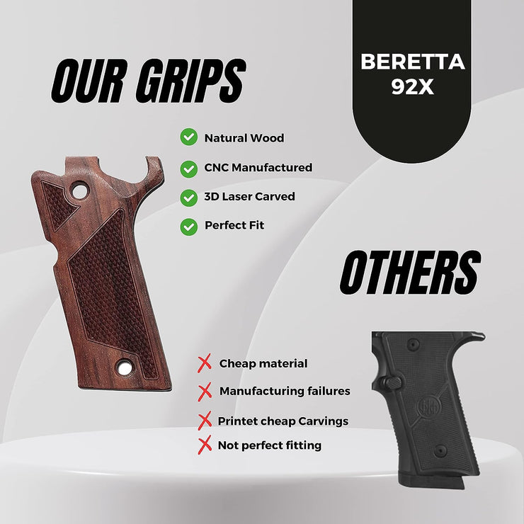 Beretta 92 X Performance 3D Wood Gun Grips