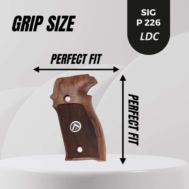 Sig Sauer P226 LDC II and LDC 2 Walnut Wood Grips Gold Metal Logo