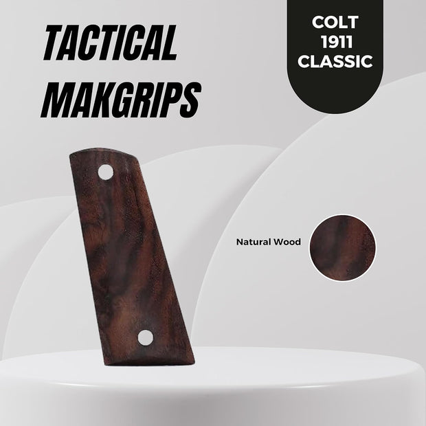 Colt 1911 Grips, Full Size Textured Wood Grips, 1911 Walnut Wood GungripT03
