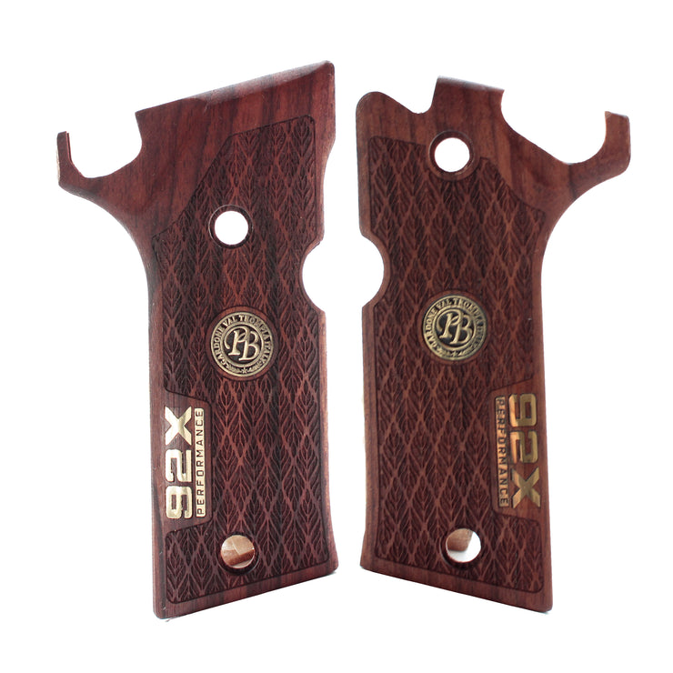 Beretta 92X Performance Gold Logo Walnut Wood Gun Grips