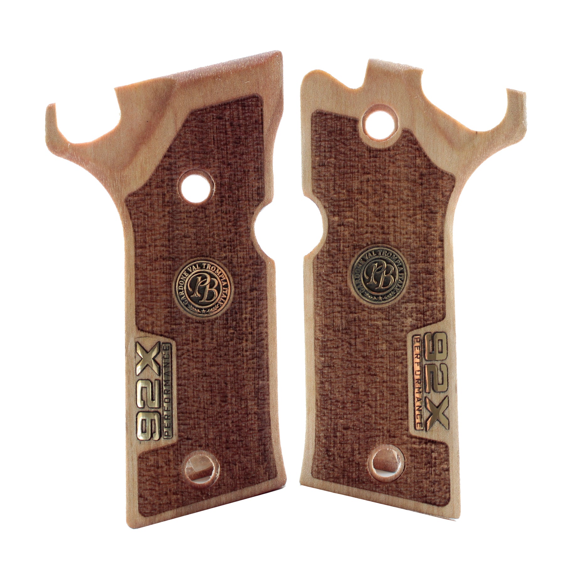 Beretta 92X Performance Gold Logo Walnut Wood Gun Grips