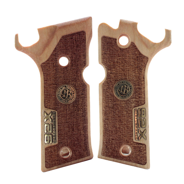 Beretta 92X Performance Gold  Logo Walnut Wood Gun Grips