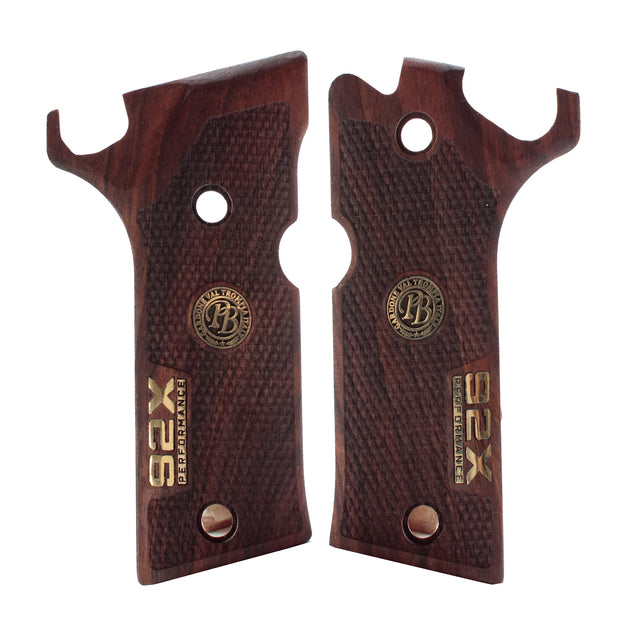 Beretta 92X Performance Gold  Logo Walnut Wood Gun Grips