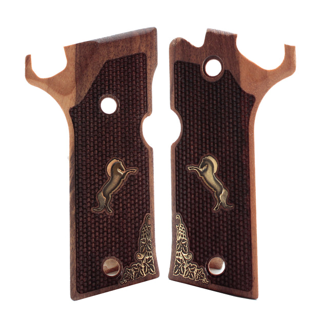 Beretta 92X Performance Gold Engraving Logo Walnut Wood Gun Grips