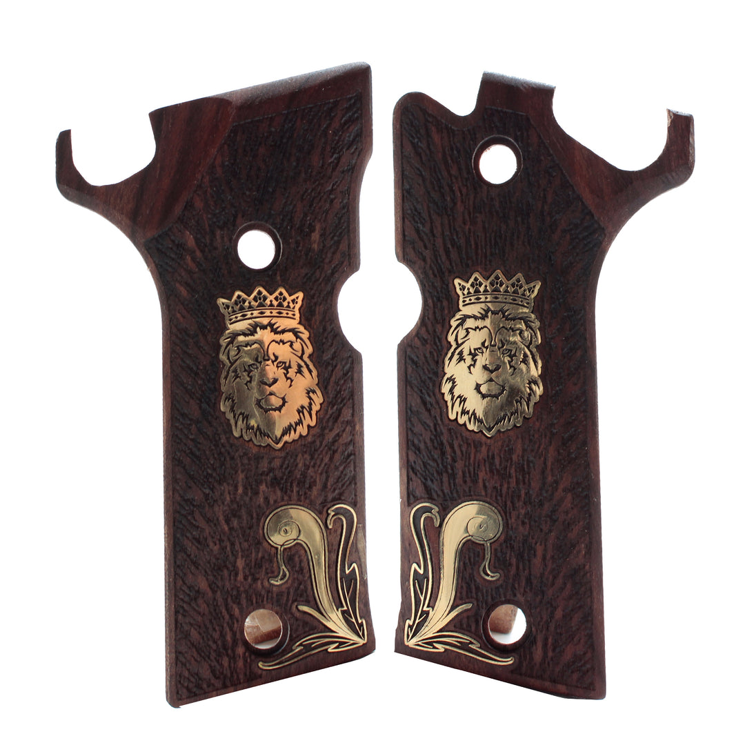 Bonded Ivory Beretta 92 FS Grips With Gold Medallion – Black Wood Inlay By Altamont
