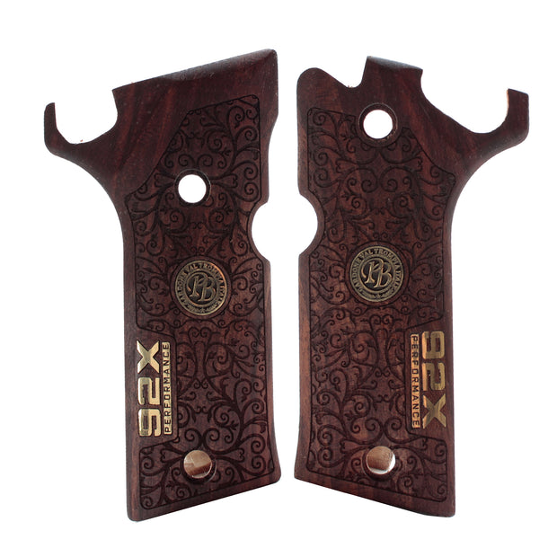 Beretta 92X Performance Gold  Logo Walnut Wood Gun Grips