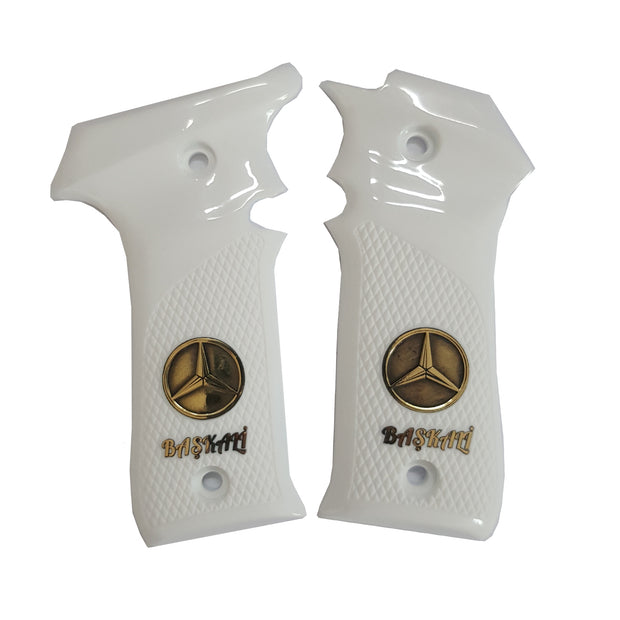 Llama 7.65 Wood Gold Metal White Akrilic Grip