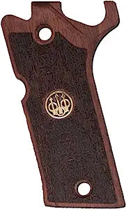 Beretta 92 Xi Wood Gun Grips  Gold Metal Logo (Does not fit Performance Model)
