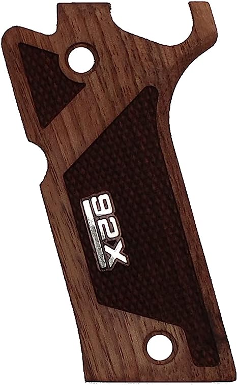 Beretta 92 Xi Wood Gun Grips  Silver Metal Logo (Does not fit Performance Model)