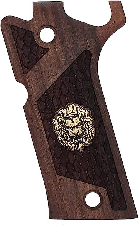 Beretta 92 Xi Wood Gun Grips  Gold Metal Logo (Does not fit Performance Model)