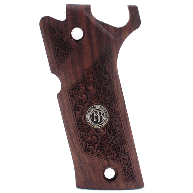 Beretta 92 Xi Wood Gun Grips  Silver Metal Logo (Does not fit Performance Model)