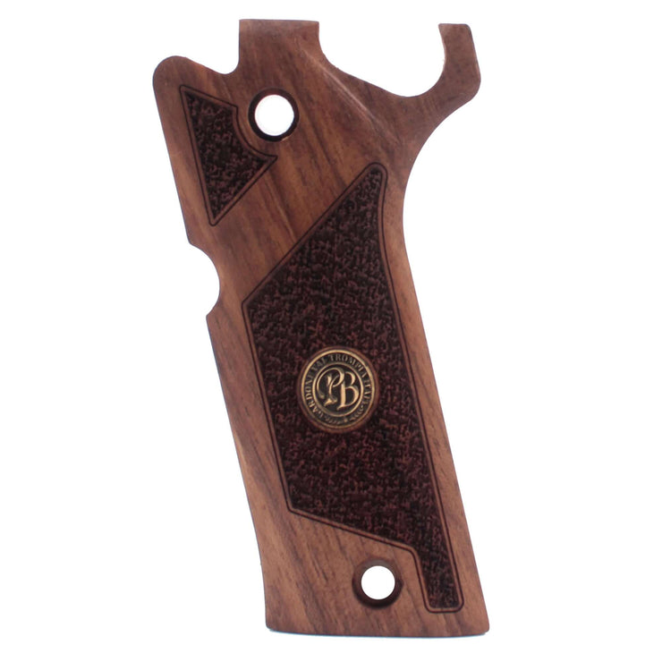 Beretta 92 Xi Wood Gun Grips  Gold Metal Logo (Does not fit Performance Model)