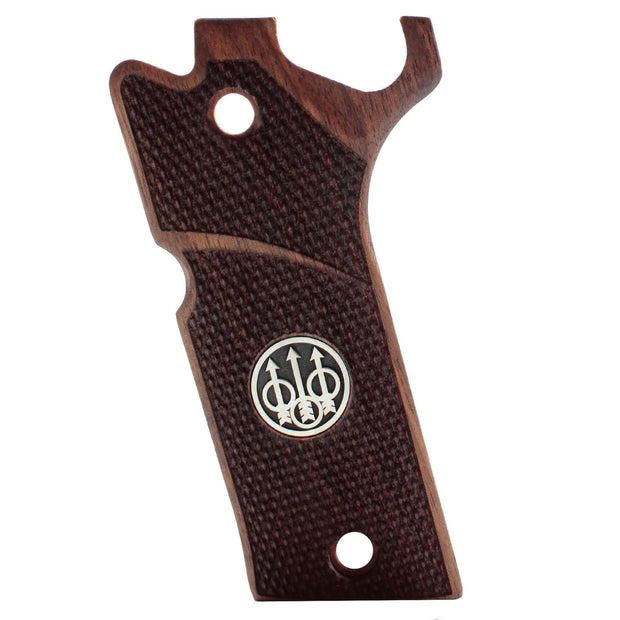 Beretta 92 Xi Wood Gun Grips  Silver Metal Logo (Does not fit Performance Model)