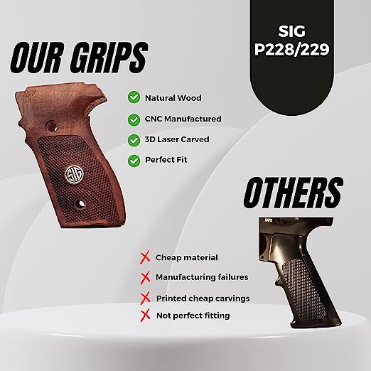 Sig Sauer P228 - P229 and M11-A1 Silver Metal Grips(P229 (DA/SA) (Doesn`t fit P229 Legion SAO))