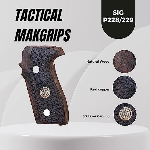Sig Sauer P228 - P229 and M11-A1 Gold Metal Grips(P229 (DA/SA) (Doesn`t fit P229 Legion SAO))