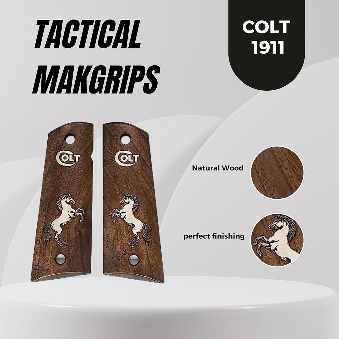1911 Full Size Pistol Grips - Fits Colt, Smith & Wesson, Ruger, Taurus, SIG, Kimber (Gold)
