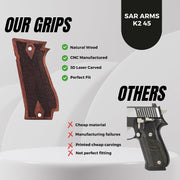 Sar Arms K245 K2 45 Grips, Walnut Wood Grips