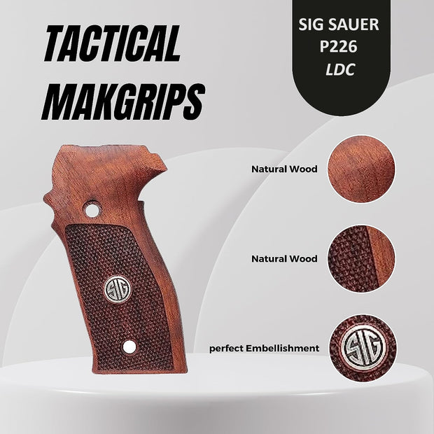 Sig Sauer P226 LDC II and LDC 2 Walnut Wood Grips Gold Metal
