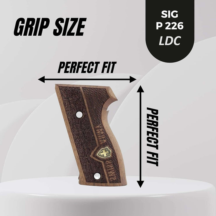 Sig Sauer P226 LDC II and LDC 2 Walnut Wood Grips Gold Metal Logo