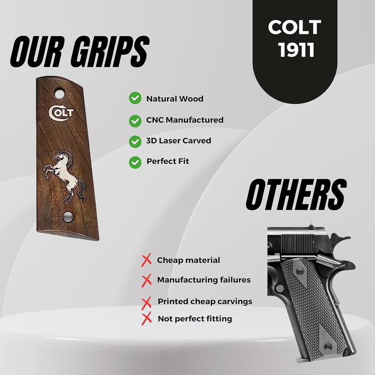 Colt, Kimber, Regent, Taurus, Springfield, Ruger, Girsan, Smith Wesson 1911 Silver Metal Grips
