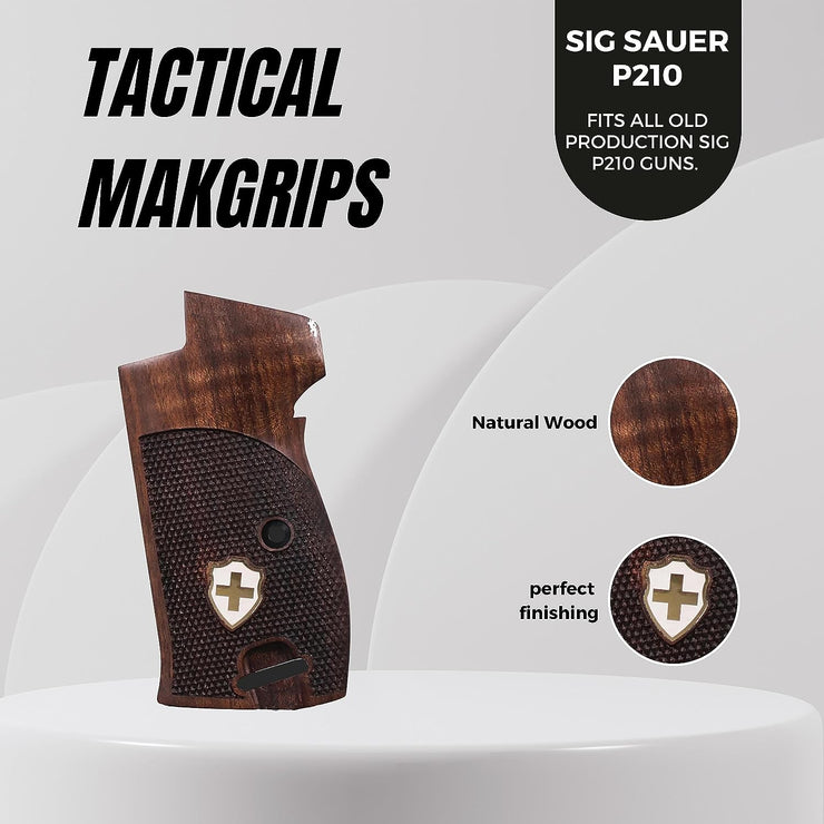 SIG P210 Landyard Wood Gold Metal Grips