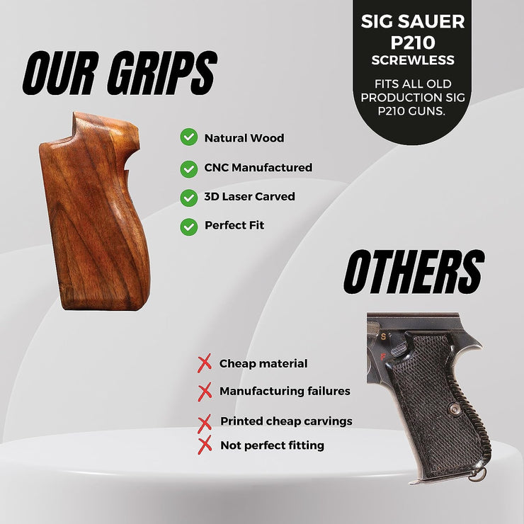 Sig P 210 Screwless Wooden Gun Grip