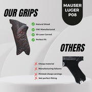 Mauser Luger P08 Gun Grips, Wooden Grips