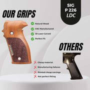 Sig Sauer P226 LDC II and LDC 2 Walnut Wood Grips Silver Metal Logo