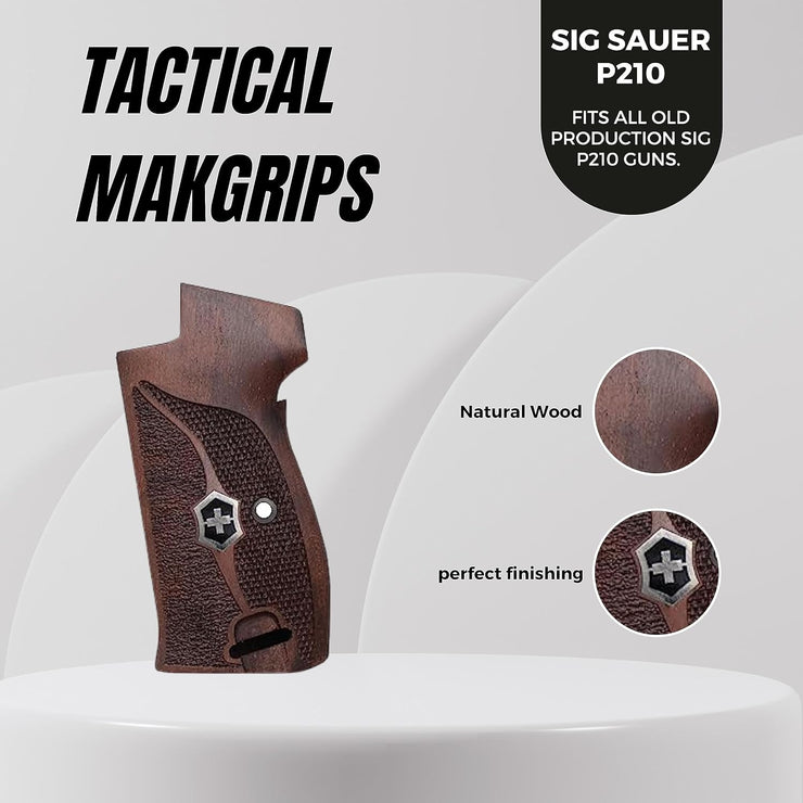 SIG P210 Orthopedic Wood Silver Metal Grips