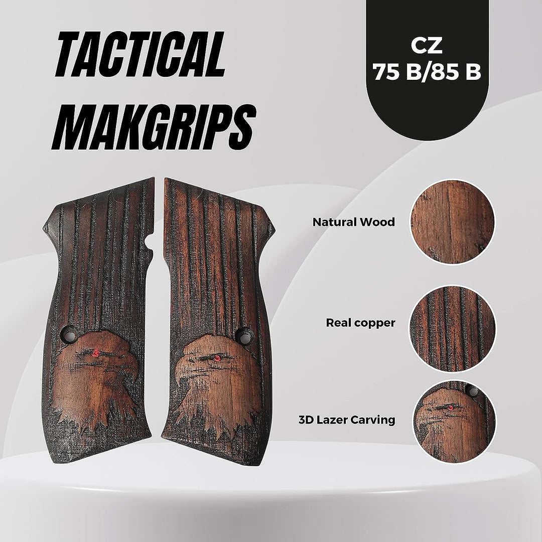 Imbottitura In Noce Turco Per CZ 75B / 85B – GUNGRIP Artigianale Con Logo MOAON