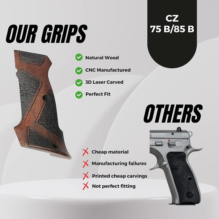 CZ 75b Grips,  75b Wood Grips, Professional Walnut Wood Gungrip