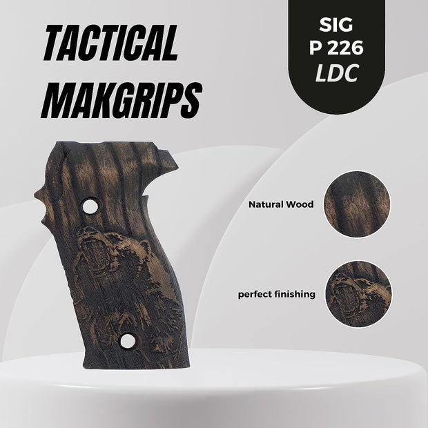 Sig Sauer P226 LDC II and LDC 2 Walnut Wood Grips Bear Laser Engraving